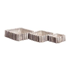 JK Home Décor - Καλάθι Ξύλινο Λευκό S/3 35x35x10-27x27x9cm 55390