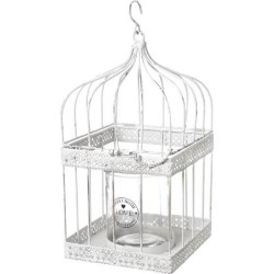JK Home Décor - Κλουβι Μεταλλικό Λευκό με Γυαλι 20x38cm 52043