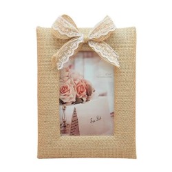 JK Home Décor - Κορνίζα Γιουτα με Φιογκο 10x15cm 52247