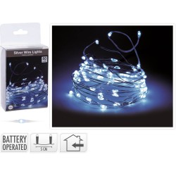 JK Home Décor - Λαμπάκια Μπαταρίας Silverwire White 80LED 701030