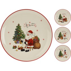 JK Home Décor - Πιάτο Κεραμικό με χριστουγεννιάτικη παράσταση 24cm 3Σxέδια 649721 (1 τμχ)