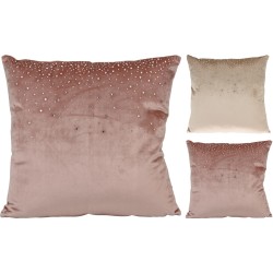 JK Home Décor - Μαξιλάρι Βελούδο Ροζ-Μπεζ 45x45cm 2χρώματα 972089 (1 τμχ)