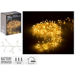 JK Home Décor - Λαμπάκια Μπαταρίας Cluster Silverwire WW 100LED 218251