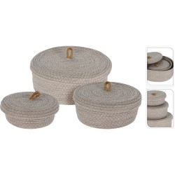 JK Home Décor - Καλάθι Hotel Collection Γκρι 16x6.5cm-21x8,5cm-26x10cm S/3 002820