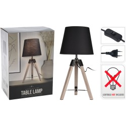 JK Home Décor - Λαμπατέρ με Ξύλινη Βαση & Μαύρο Καπελο 50cm 055178