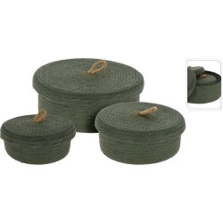 JK Home Décor - Καλάθι Hotel Collection Πρασινο S/3 16x6.5cm-21x8,5cm-26x10cm- 265584
