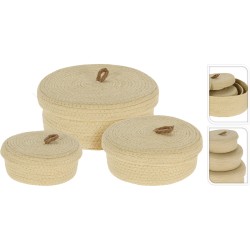JK Home Décor - Καλάθι Hotel Collection Κρεμ S/3 16x6.5cm-21x8,5cm-26x10cm- 265669