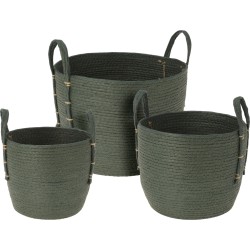 JK Home Décor - Καλάθι Hotel Collection Πρασινο S/3 24X19cm. 29X22cm. 33X26cm 516860