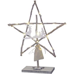 JK Home Décor - Αστέρι Χριστουγέννων Ξύλινο LED Σε Βάση 45x55cm 52978