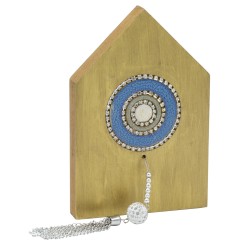 JK Home Décor - Σπίτι Ξύλινο Χρυσό με Μάτι Mπλε 10x14cm 57032