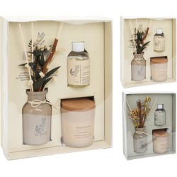JK Home Décor - Σετ Δώρου Κερί 7.5cm & αρωματικό χώρου 80ml 3 αρώματα 477925 (1 τμχ)