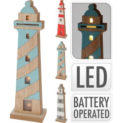 JK Home Décor - Φάρος Ξύλινος LED 29cm 3Σxδ 487559 (1 τμχ)