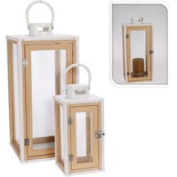 JK Home Décor - Φανάρι Από Φυσικο Ξυλο 14.5x30.5-20x45cm S/2 515900