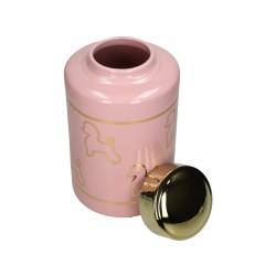 JK Home Décor - Βάζο Ροζ Πορσελάνη Με Καπάκι 18x18x30cm 7413
