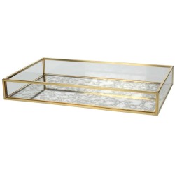 JK Home Décor - Δισκάκι Μεταλικο & Γυαλί Χρυσό 22x13x3cm X6032