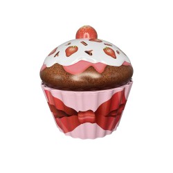 JK Home Décor - Κουτί μεταλλικό Large Cup Cake Strawberry 18x20cm 001.706