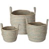JK Home Décor - Καλάθι από Άχυρο Μπλε 19x16-24x19-31x10cm S/3 480840