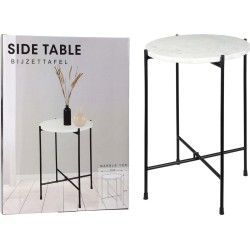JK Home Décor - Τραπέζι Βοηθητικό Marble Λευκό 35x46cm 519311
