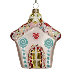 JK Home Décor - Στολίδι Candy House Γυάλινο 11.5cm 6105