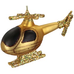 JK Home Décor - Στολίδι Ελικόπτερο Γυάλινο Χρυσό 12cm 6560