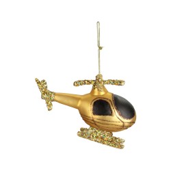 JK Home Décor - Στολίδι Ελικόπτερο Γυάλινο Χρυσό 12cm 6560