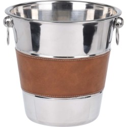 JK Home Décor - Σαμπανιέρα Ατσάλι - Δέρμα 21x21cm 476334