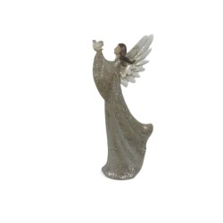 Άγγελος Πολυρεζίν Ασημί Με Περιστερι 13.5x10x34cm JK Home Décoration 57355
