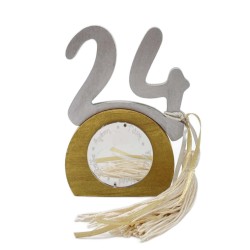 Γούρι "24" Ξύλινο Χρυσό/Ασημί 8χ13cm JK Home Decoration 57450