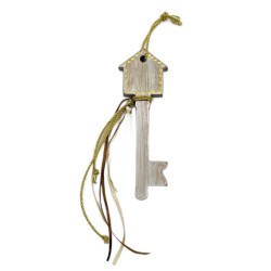 Γούρι "Κλειδί Σπίτι" Ξύλινο Ασημί/Χρυσό 6χ18cm JK Home Decoration 57448