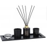 Αρωματικό χώρου 80 ml με κεριά σε ξύλινο δίσκο 37x14εκ σετ/5 μαύρο (Amber Wood) JK Home Decoration 999918-1