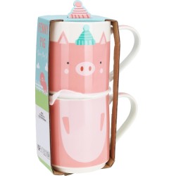 Κούπες πορσελάνης Σετ/2 "Penny Pig" 265ml JK Home Decoration 453615c