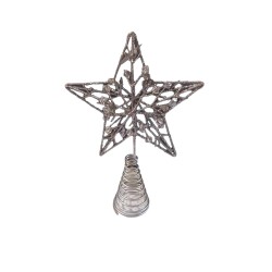 Κορυφή Δέντρου Αστέρι Μεταλλικό ασημί με χαντράκια 18εκ JK Home Decor 244598