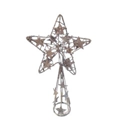 Κορυφή Δέντρου Αστέρι Μεταλλικό ασημί με αστεράκια 14εκ JK Home Decor 13710