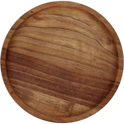 JK Home Décor - Πιατέλα Ξύλινη Καφέ 25.4x25.4x2.5cm 0092