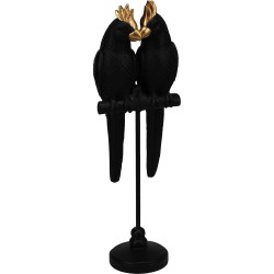 JK Home Decor - Παπαπαγάλοι κεραμικοί μαύροι σε βάση 11x8x35cm 112802