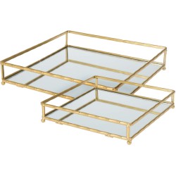 JK Home Décor - Δίσκος Με Καθρέφτη Τετράγωνος 20x20x4cm-25x25x5cm S/2 316088