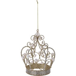 Κορώνα Glitter Πέρλες Χρυσή 21εκ JK Home Décor - 736688