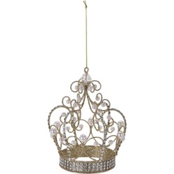 Κορώνα Glitter Πέρλες Χρυσή 21cm JK Home Décor - 736688