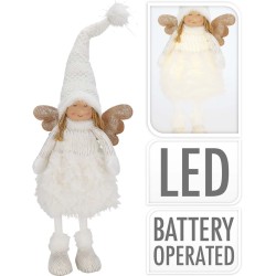 Άγγελος με LED υφασμάτινος λευκός/χρυσός 20x60cm JK Home Decor 728317