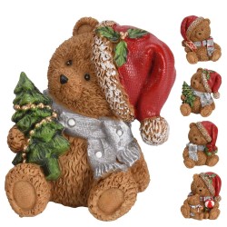 Αρκουδάκι resin καφέ με κόκκινο σκούφο 7cm 4Σχδ JK Home Décor  588133 (1 τμχ)