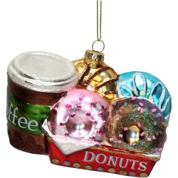 JK Home Décor - Στολίδι Donuts & Coffee Γυάλινο 12cm 7316