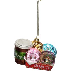 JK Home Décor - Στολίδι Donuts & Coffee Γυάλινο 12cm 7316