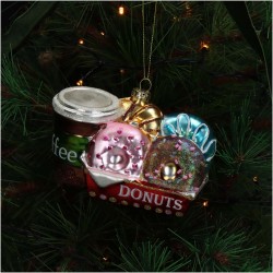 JK Home Décor - Στολίδι Donuts & Coffee Γυάλινο 12cm 7316