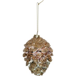 JK Home Décor - Στολίδι Κουκουνάρι Γυάλινο Χρυσό 12.7cm 7395