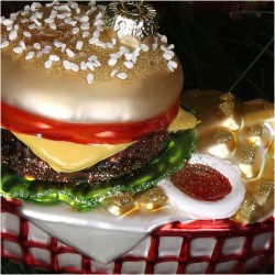 JK Home Décor - Στολίδι Hamburger & Fries Γυάλινο 10.2cm 7761