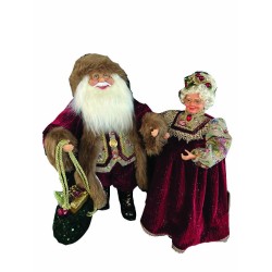 Άγιος Βασίλης με γιαγιά σετ2 μπεζ/μπορντώ ρούχα 35x20x45cm JK Home Décor 57395