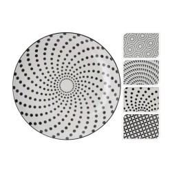 Πιάτα Κεραμικά σετ 4 λευκά με μαύρα σχέδια 4Σxδ 28cm 174939