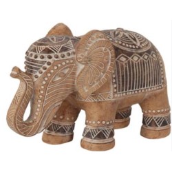 Ελέφαντας από Πολυρεζίν μπεζ/καφέ 31x12x26cm JK Home Décor 935043