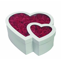 JK Home Décor - Κουτί Χάρτινο Διπλή Καρδιά Λευκό 22-26x9-11cm S/2 57594