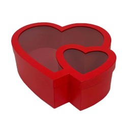 JK Home Décor - Κουτί Χάρτινο Διπλή Καρδιά Λευκό 22-26x9-11cm S/2 57595